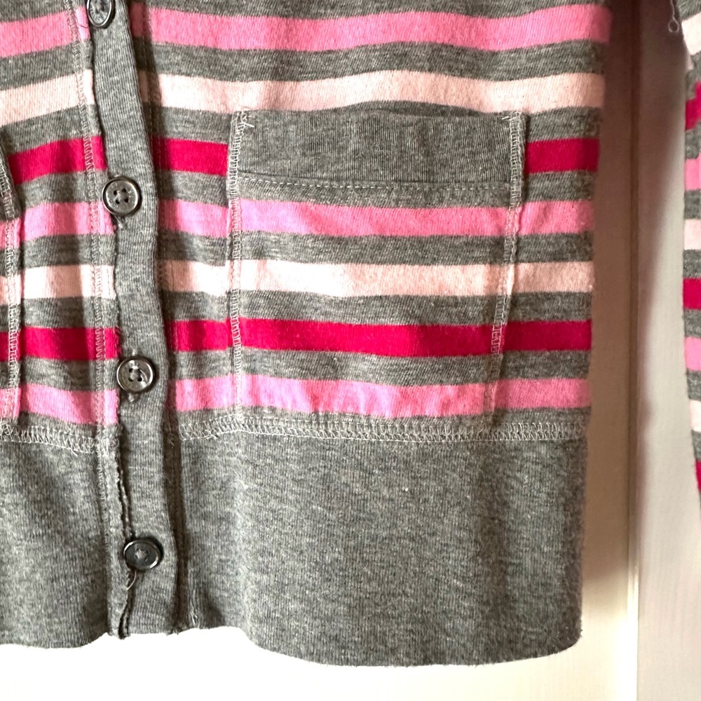 Aeropostale Striped V-Neck Cardigan Pink Gray Red SP - Picture 2 of 11